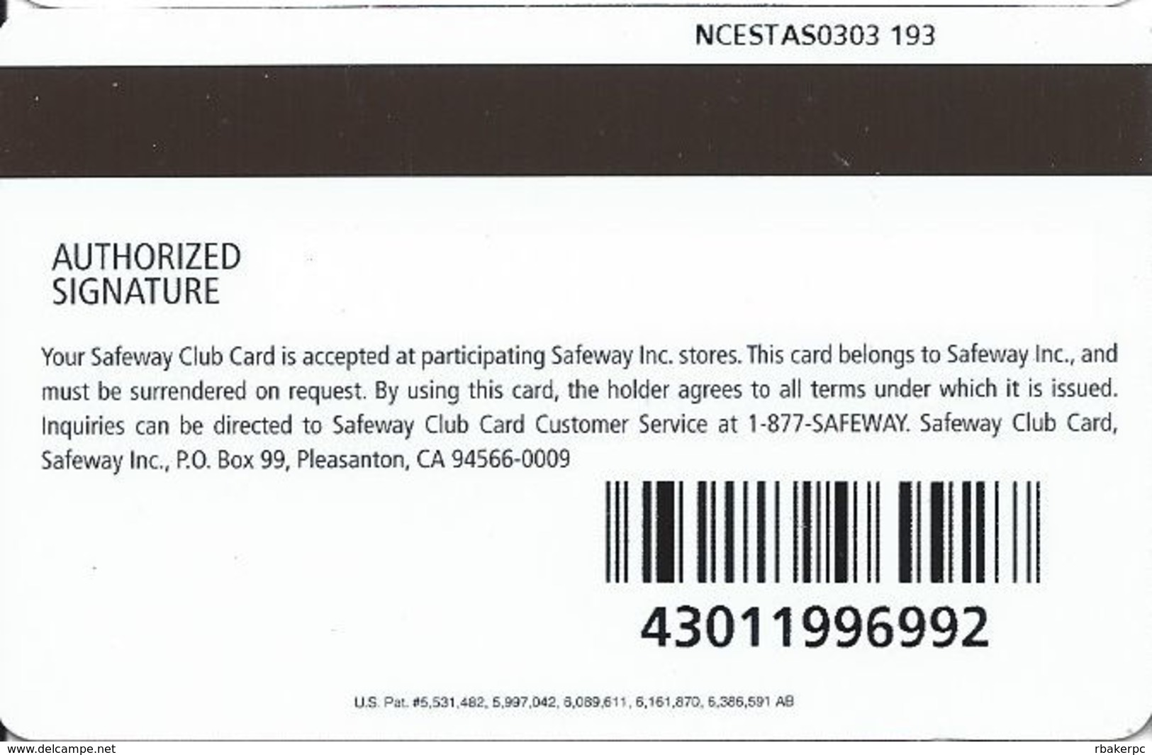 Safeway - Customer Loyalty/Membership Card - Other & Unclassified