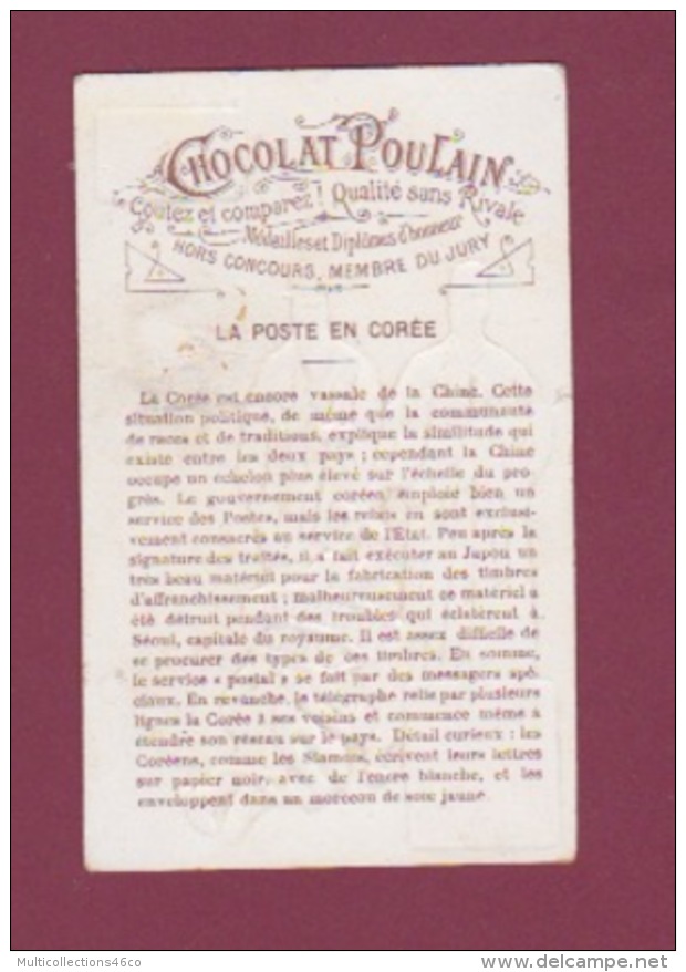 070118 CHROMO Gaufré Chocolat POULAIN - La Poste En COREE - Timbre Facteur Drapeau - Korea (...-1945)