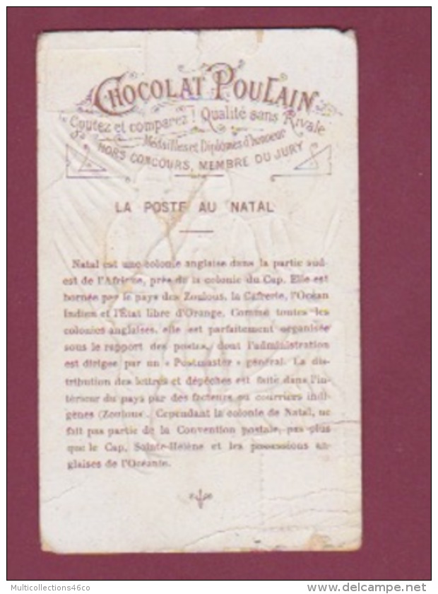 070118 CHROMO Gaufré Chocolat POULAIN - La Poste Au NATAL - Timbre Facteur Drapeau Coiffe Plume Colon - Autres & Non Classés