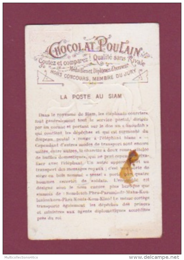 070118 CHROMO Gaufré Chocolat POULAIN - La Poste Au SIAM - Timbre Facteur Drapeau éléphant - Siam