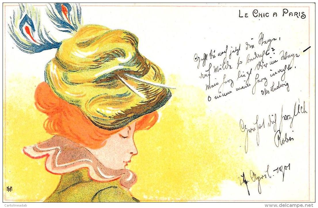 [DC11258] CPA - MEUNIER HENRI - ART NOUVEAU - DONNA - LE CHIC A PARIS - PERFETTA - Non Viaggiata 1901 - Old Postcard - Meunier, G.