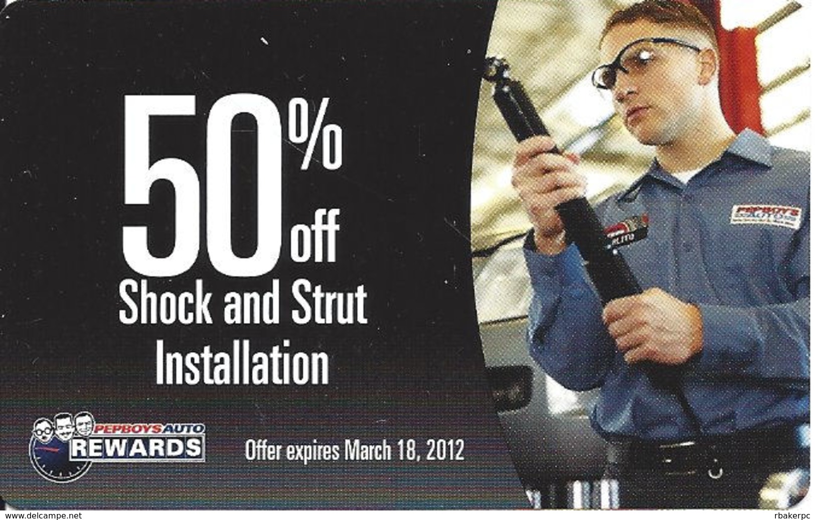 Pepboys Auto Rewards - 50% Off Shock & Strut Installation - Cardboard Card - Other & Unclassified