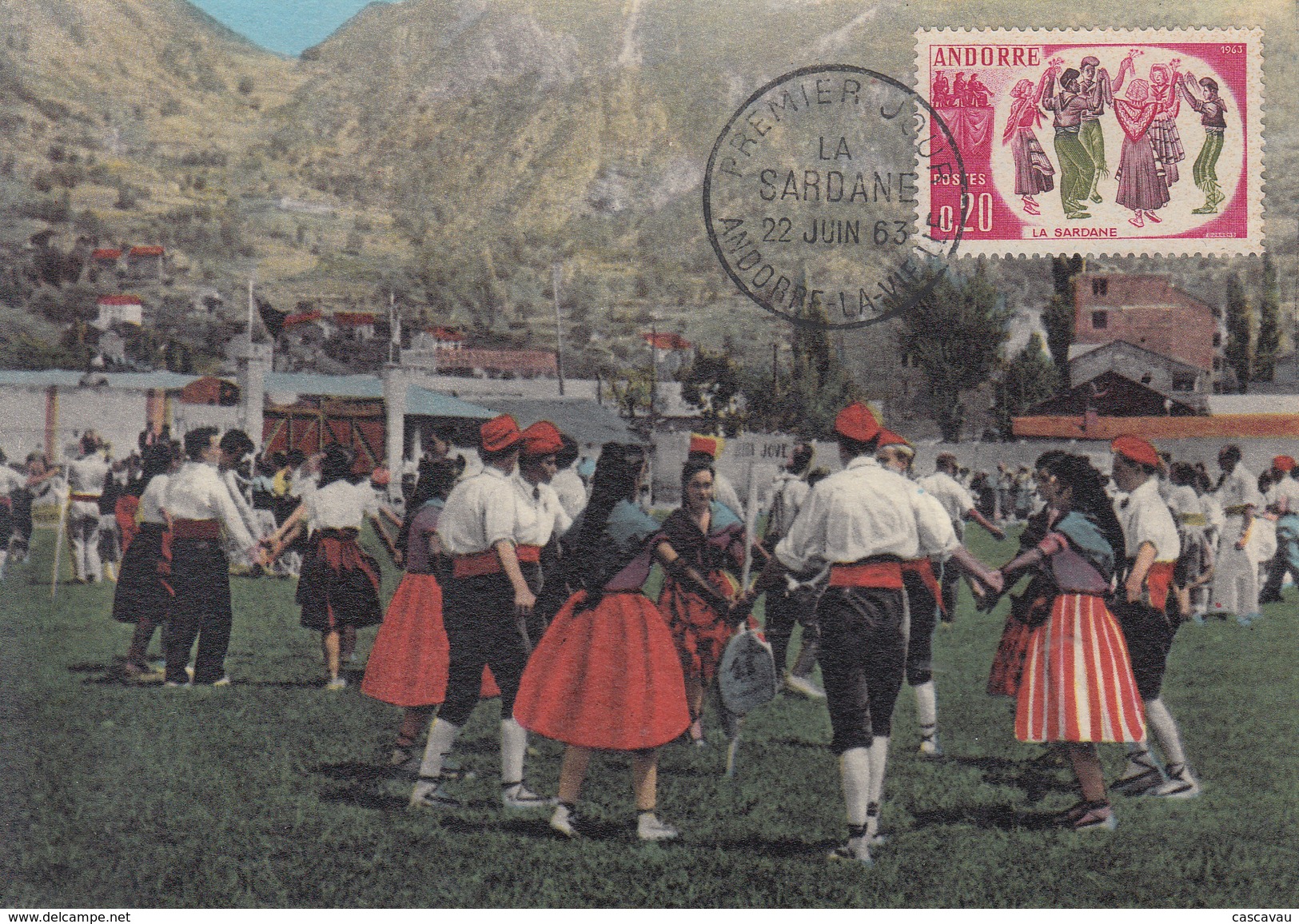 Carte  Maximum  1er  Jour   ANDORRE    Danse  :  La   SARDANE   1963 - Cartes-Maximum (CM)