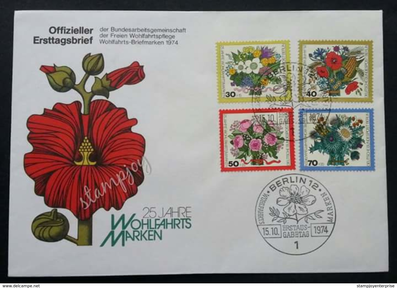 Germany Flower 1974 Flora Plant Flowers (stamp FDC) - Briefe U. Dokumente