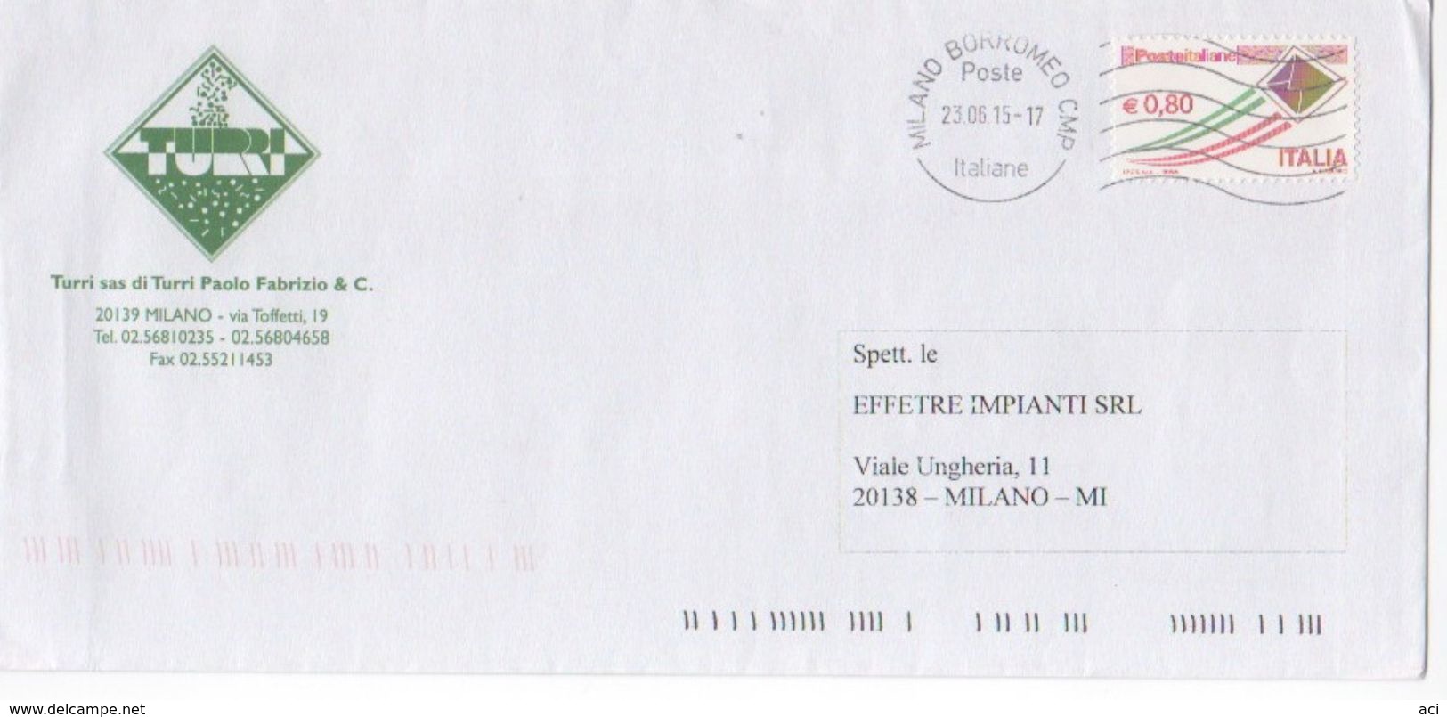 Italy 2015 Envelope With Poste Italiane 0,80 E - 2011-20: Marcophilia