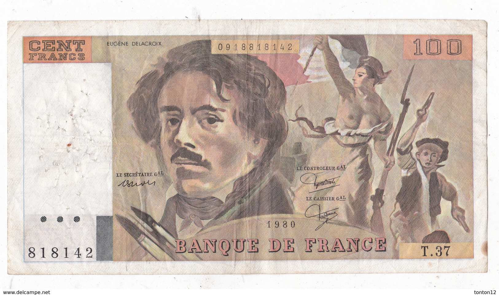 Billet 100 Francs Eugène Delacroix 1980 - 100 F 1978-1995 ''Delacroix''