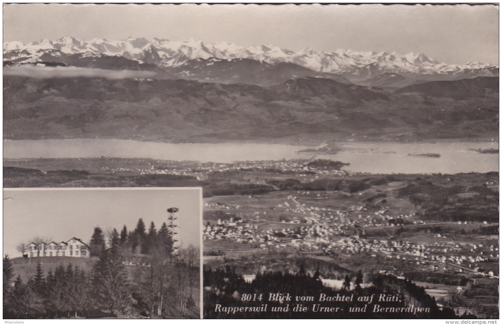 Blick Vom Bachtel Auf Rüti, Rapperswil Und Die Urner- Und Berneralpen (8014) - Gasthaus Bachtel-Kulm - Rüti