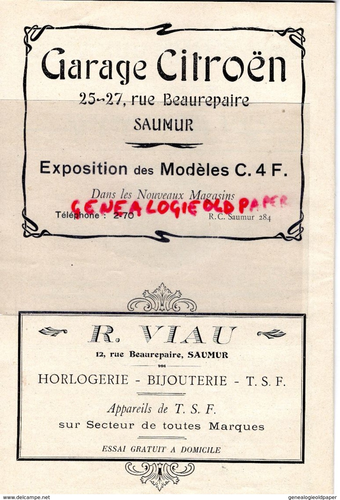 49- SAUMUR-CATALOGUE 26 E FOIRE AUX VINS- DOUE- 1931- M. GIGAULT-GAUGAIN-LORRAIN-CAPRETZ-ORCHESTRE LEMERT-GARAGE CORNU