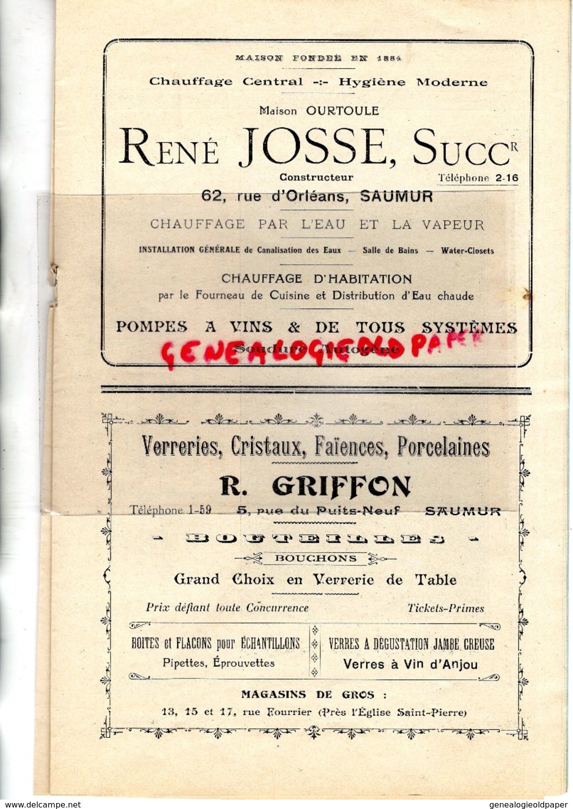 49- SAUMUR-CATALOGUE 26 E FOIRE AUX VINS- DOUE- 1931- M. GIGAULT-GAUGAIN-LORRAIN-CAPRETZ-ORCHESTRE LEMERT-GARAGE CORNU