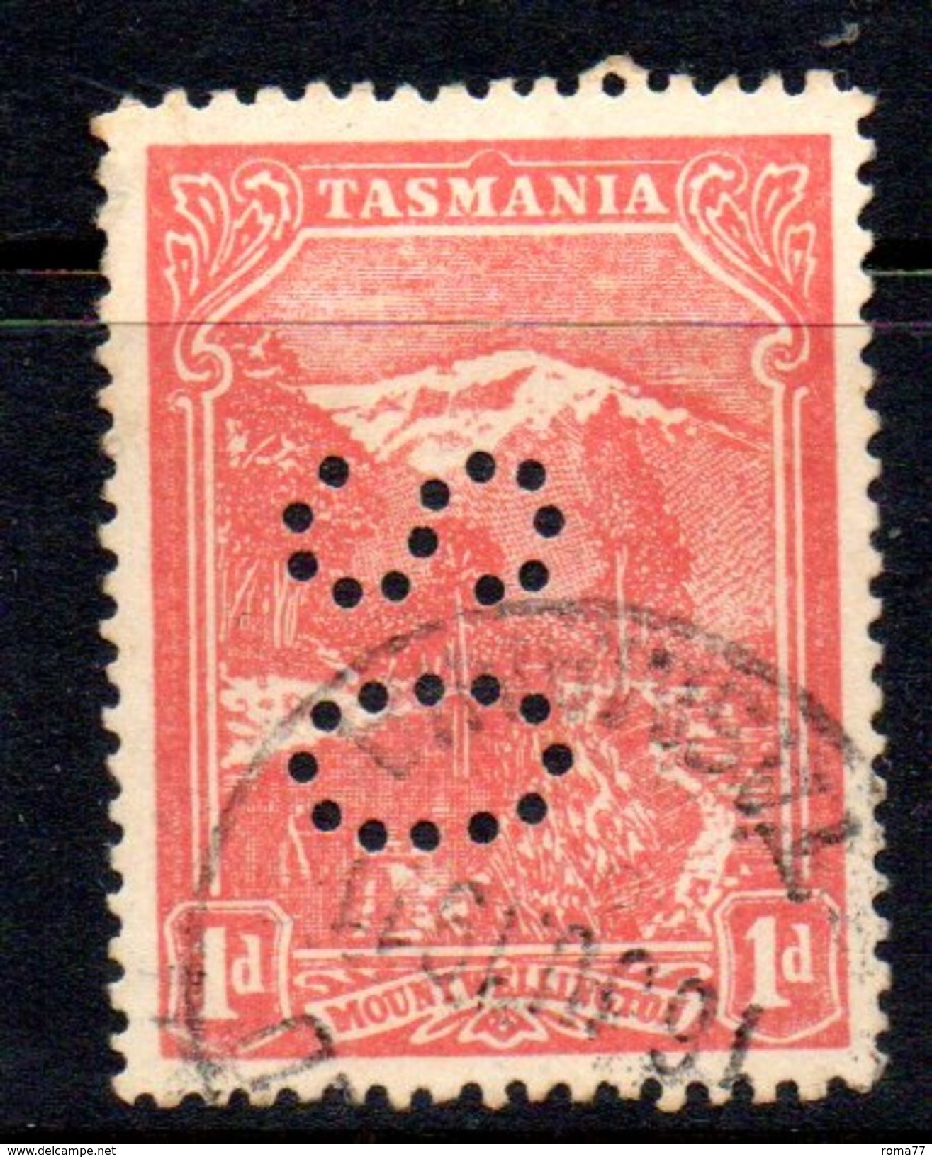 R214 - TASMANIA , Servizio 1 Penny Usato Punctured OS  . Non Catalogato - Usados