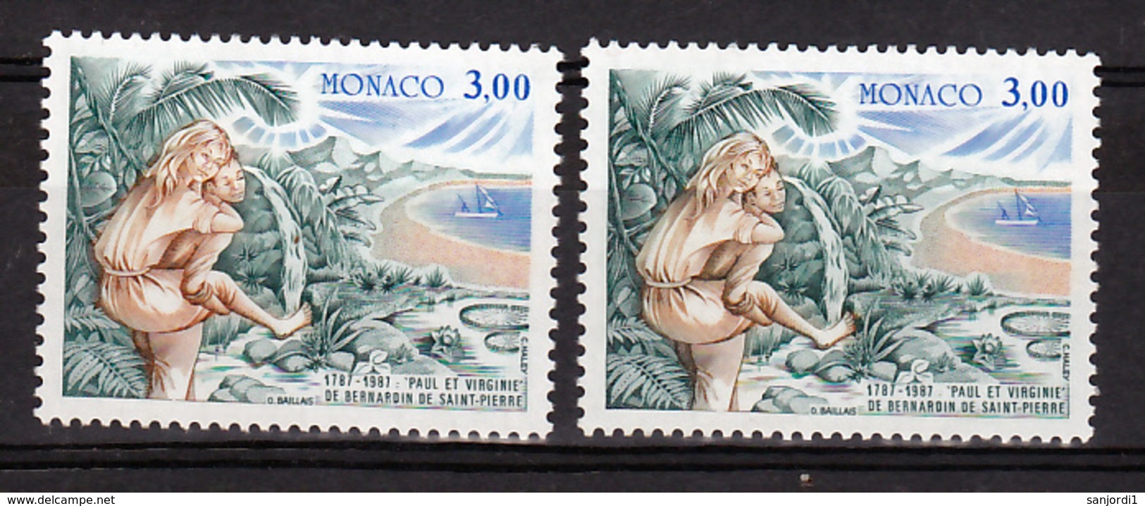 Monaco 1604 Variété Brun Et Ocre Paul Et Virginie  Neuf ** TB  MNH Sin Charnela - Variétés