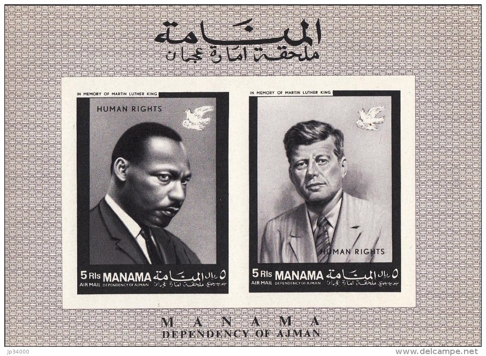 MANAMA Picasso, Martin Luther King, Kennedy,  Human Rights Droits Homme. BLOC ND Imperf  **. MNH - Kennedy (John F.)