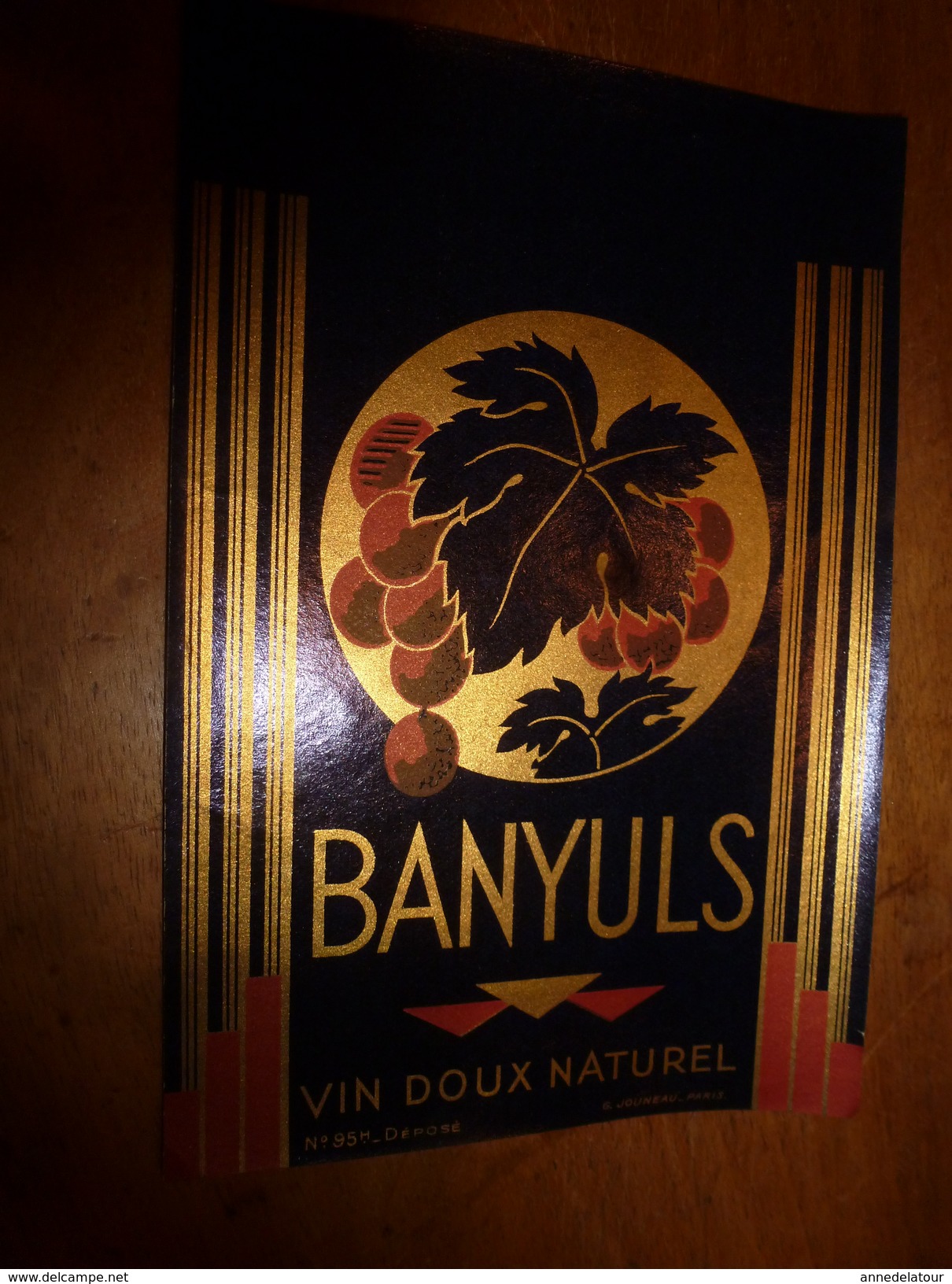 1920 ? Spécimen étiquette De Vin BANYULS , N° 95H ,  Déposé,  Imp. G.Jouneau  3 Rue Papin à Paris - Autres & Non Classés