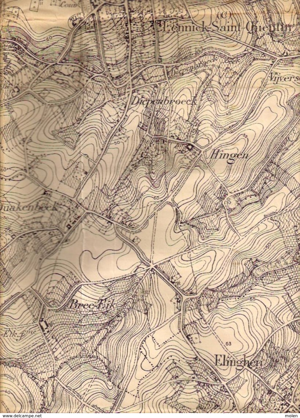 STAFKAART 31/5 Situatie 1865 SINT-KWINTENS-LENNIK GOOIK GAASBEEK LEERBEEK KESTER PEPINGEN BEERT HERFELINGEN LOMBEEK S275