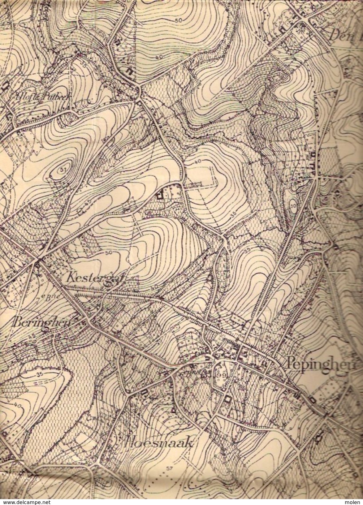 STAFKAART 31/5 Situatie 1865 SINT-KWINTENS-LENNIK GOOIK GAASBEEK LEERBEEK KESTER PEPINGEN BEERT HERFELINGEN LOMBEEK S275