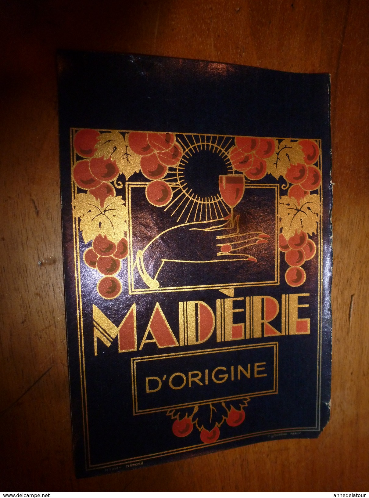 1920 ? Spécimen étiquette De Vin MADÈRE D'origine ,n° 104H ,déposé, Imp. G.Jouneau  3 Rue Papin à Paris - Art Nouveau