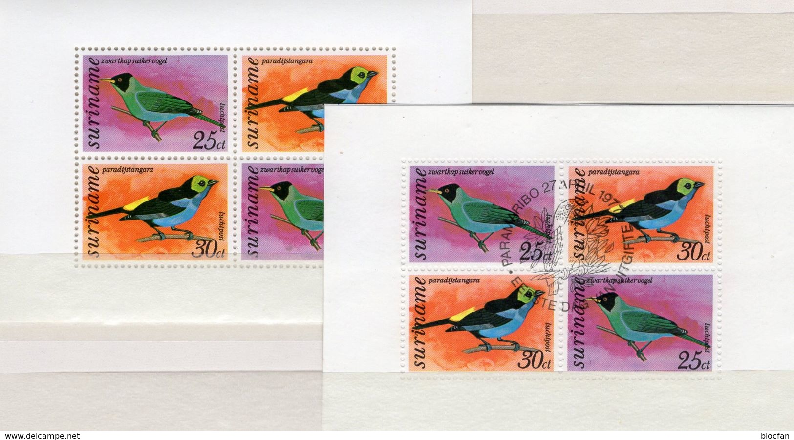 WWF Singvögel 1977 Surinam Block 18 **/o 11€ Vogelwelt Naschvogel Vogel Tangare Hoja Blocs Fauna M/s Sheet Bf Birds - Gebruikt