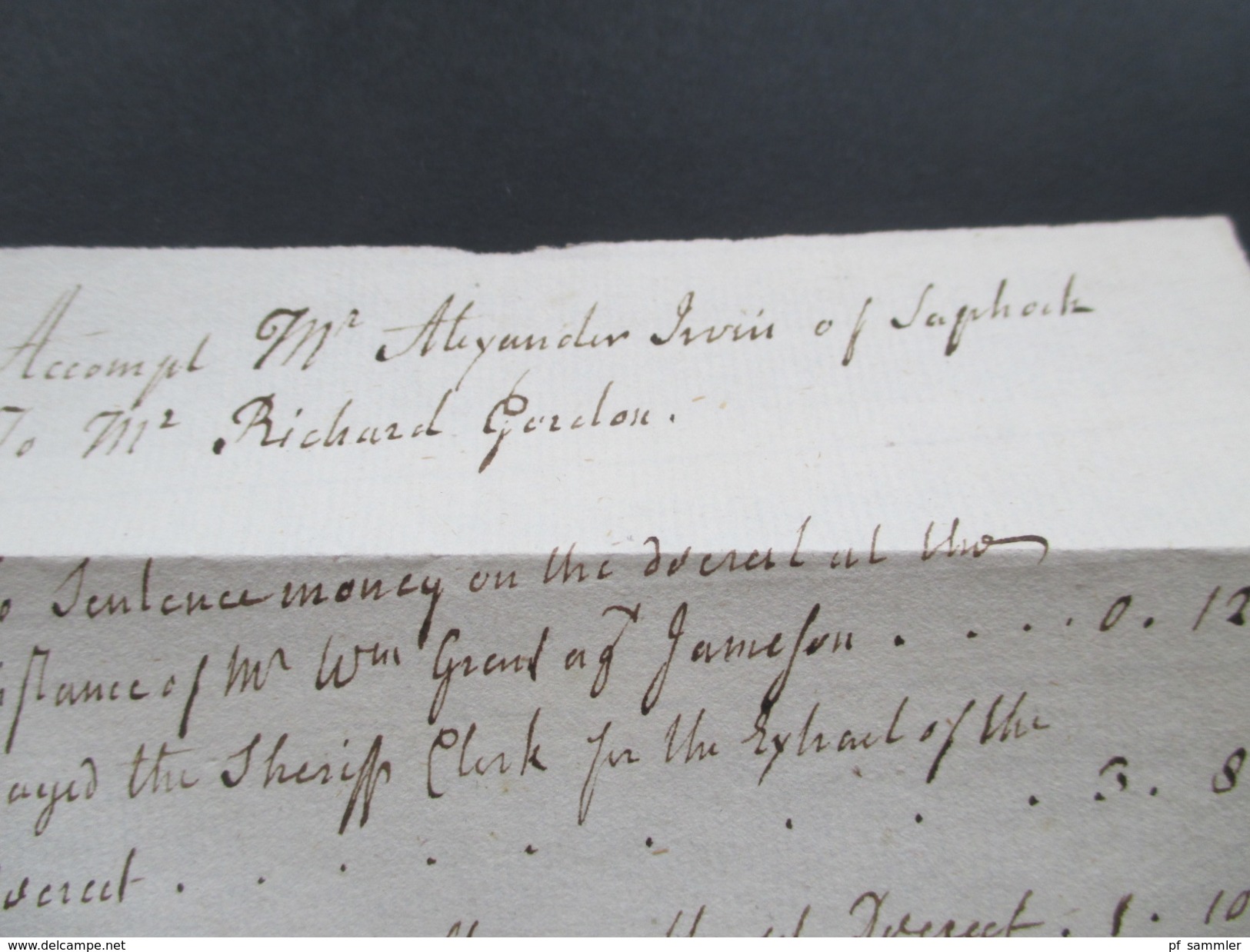 GB Vorphila Brief 1742 Aberdeen - ....of Saphock. Receipt / Rechnung. Sendung Von Geld! Schottland - ...-1840 Precursori