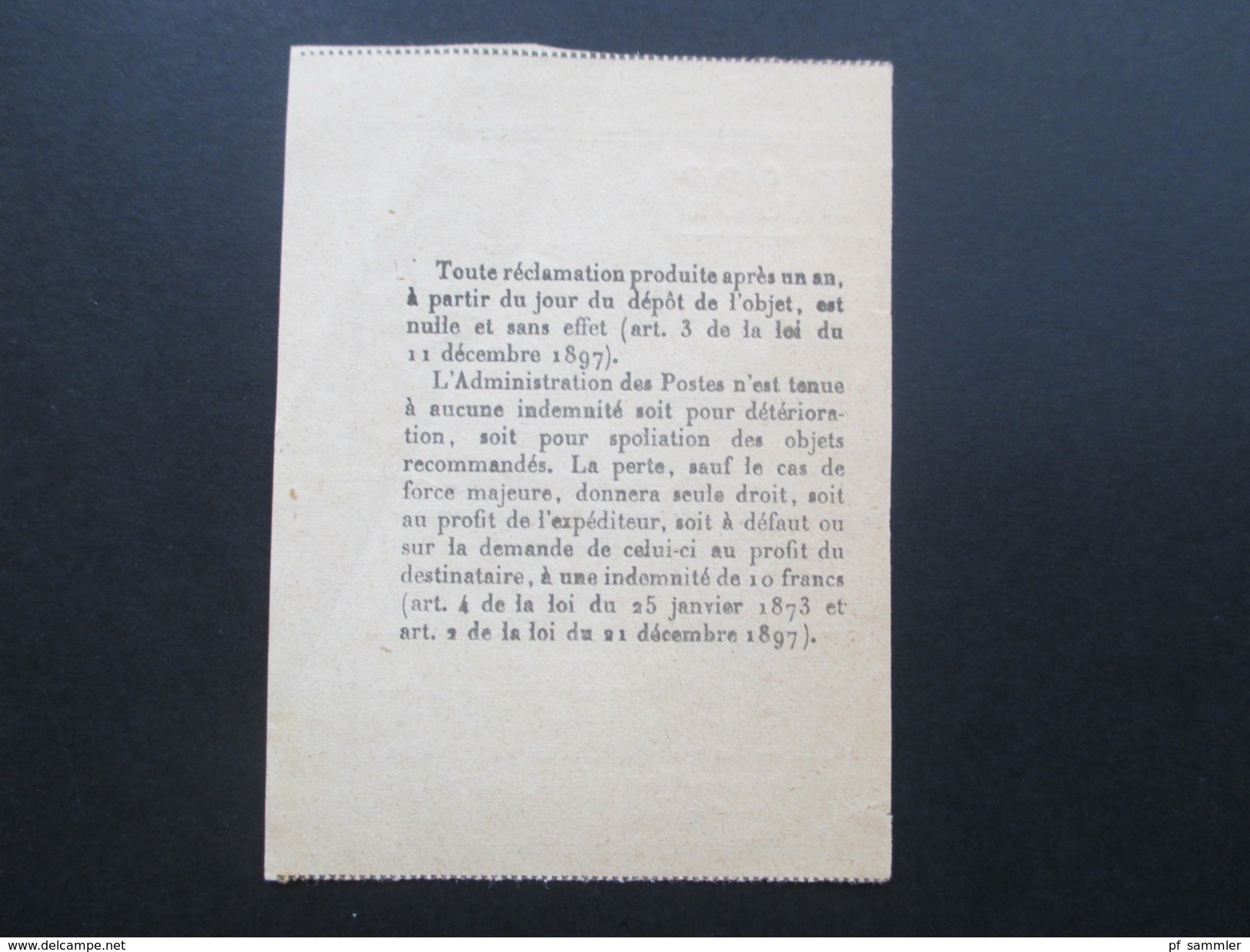 Frankreich 1900 Recepisse / Einschreiben Aufgabeschein. Neuilly Seine. No 366 - 1898-1900 Sage (Tipo III)