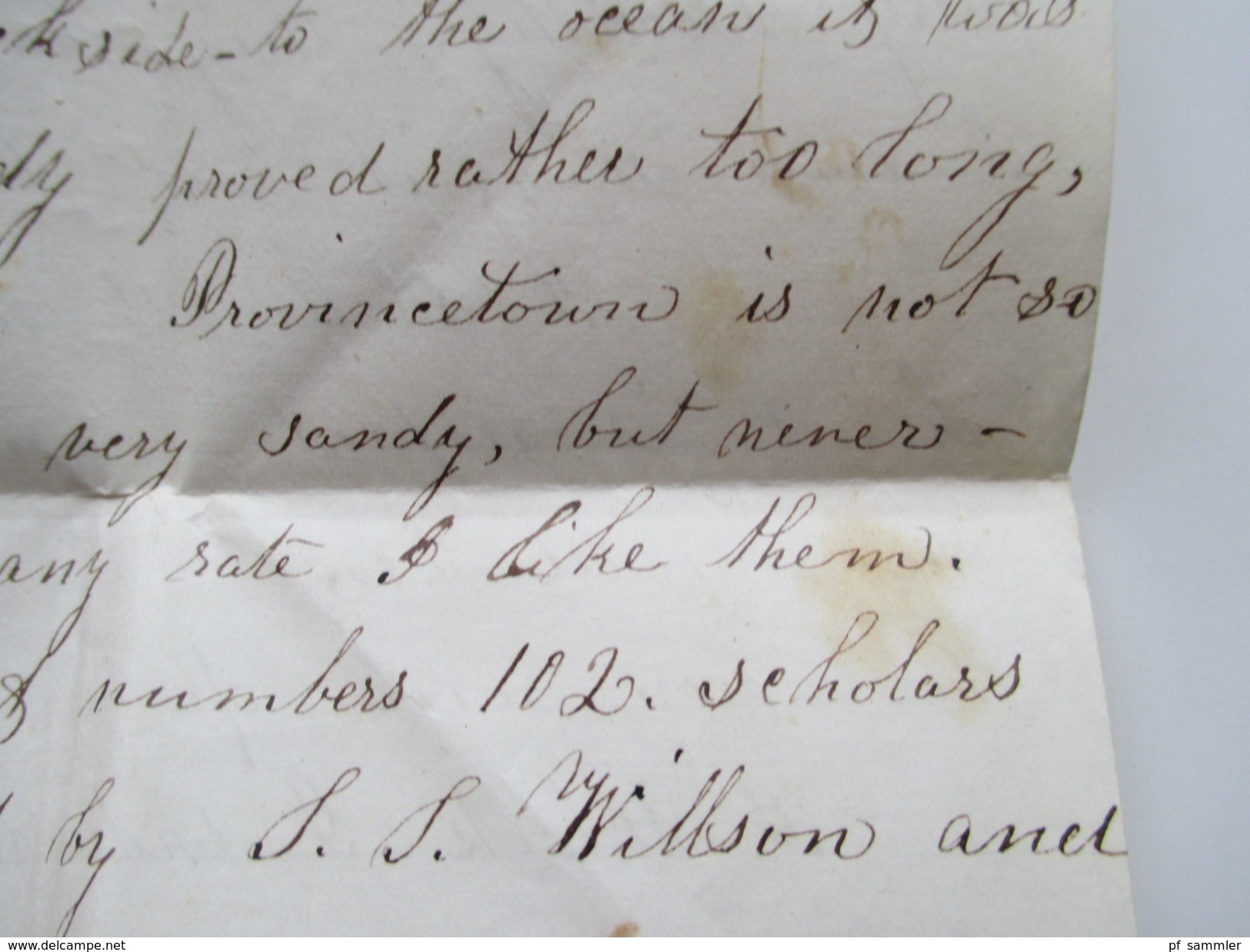 USA 1848 Brief von Provincetwon Cape Cod nach Bedford Massachusetts. Interessanter Inhalt! Schule / lehrer / Küste usw..