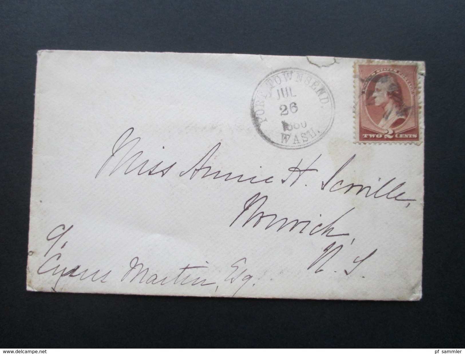 USA 1884 Port Townsend - Norwhich Ney York. Interessanter Stempel!! Mit Rotem Siegel! - Cartas & Documentos