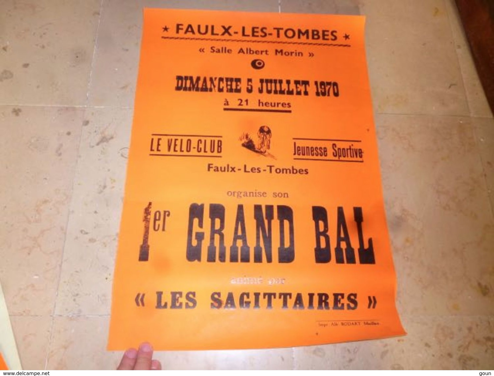 Ancienne Affiche Faulx Les Tombes Gesves 1970 Vélo-Club Orchestre Les Saittaires - Affiches