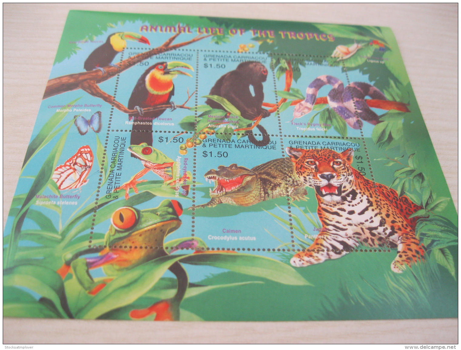 GRENADA CARRAICOU &amp; PETITE MARTINIQUE Fauna Animals Of Tropics Lion Monkey Birds Reptiles - Grenada (1974-...)