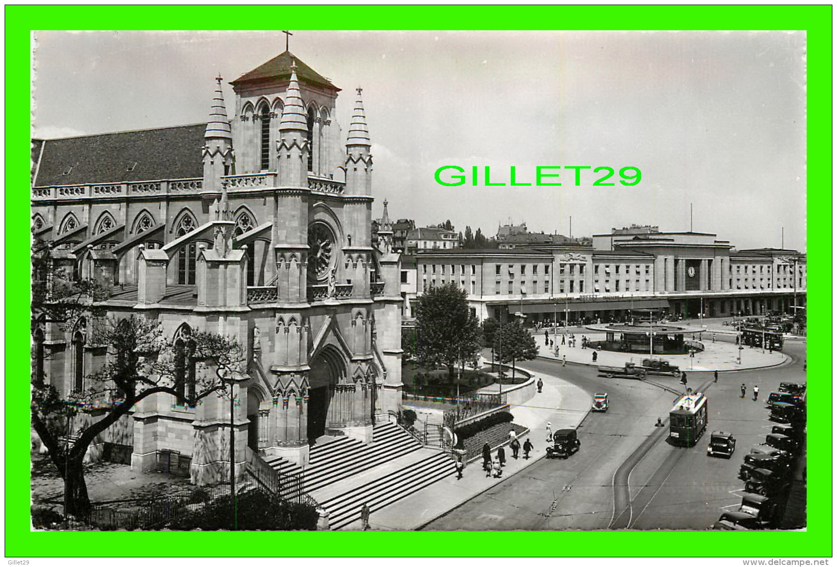 GENEVE, SUISSE - ÉGLISE NOTRE-DAME, PLACE ET GARE DE CORNAVIN - EDITIONS JAEGER - ÉCRITE - - Genève