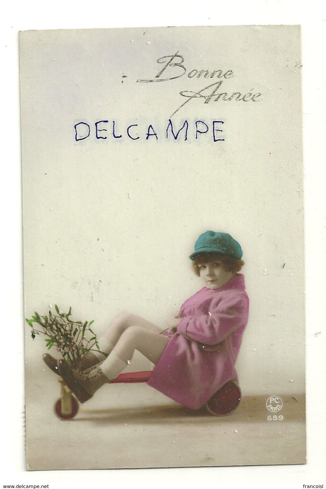 PHotographie. Bonne Année. Petite Fille Sur Un "tricycle" (???), Gui. P.-C. Paris. 1923 - Autres & Non Classés