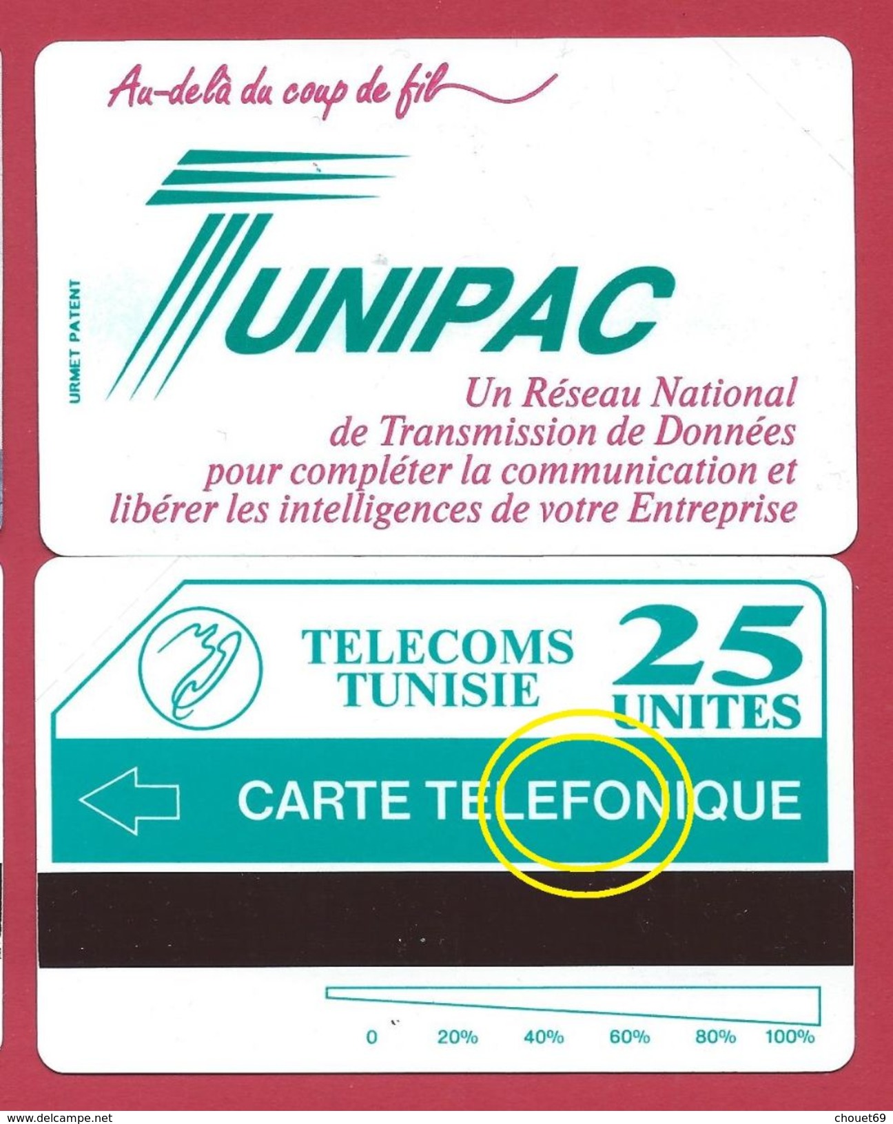 TUNISIE TUNIPAC erreur TELEFONIQUE au lieu de PH variété MINT URMET NEUVE 