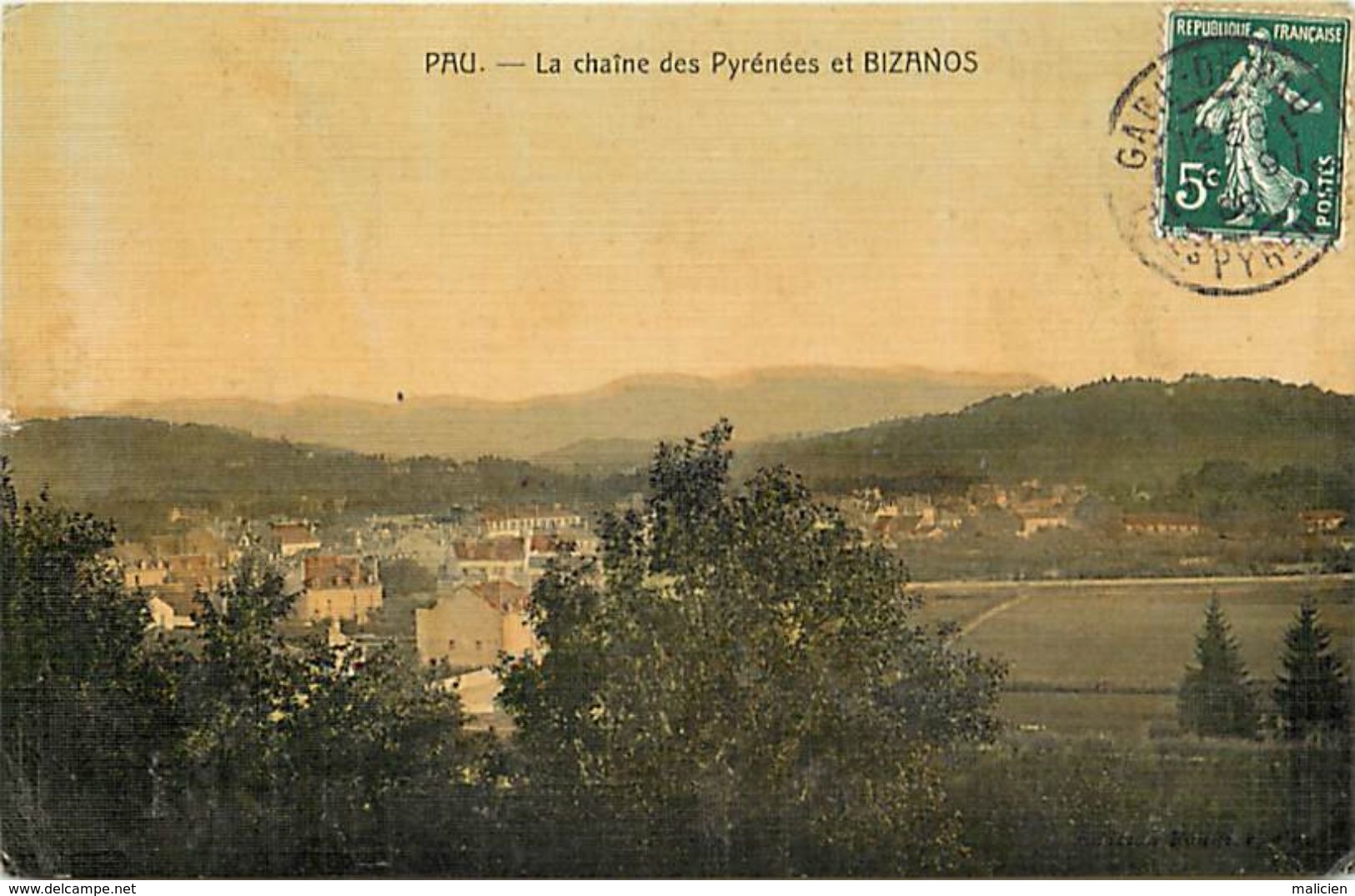 - Dpts Div.-ref-WW762- Pyrenees Atlantiques - Pau - Chaine Des Pyrenes Et Bizanos - Carte Toilee Colorisee - - Bizanos