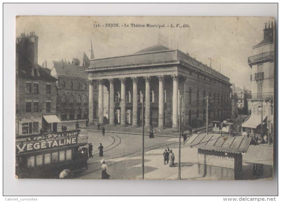 DIJON  - 1910 - Le Théâtre Municipal  - Gros Plan Sur Tramway  - Animée - Dijon