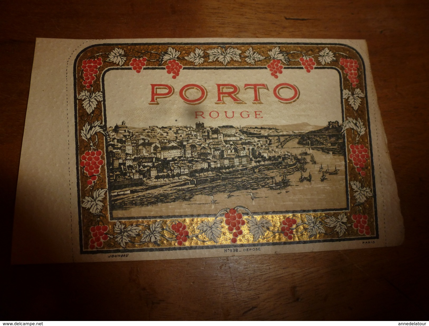 1920 ? Spécimen étiquette De Vin De PORTO Rouge N° 938 ,déposé, Imp. G.Jouneau  3 Rue Papin à Paris - Etichette Di Forma Insolita