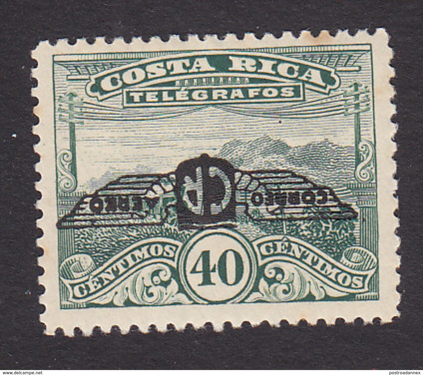 Costa Rica, Scott #C14a, Mint Hinged, Telegraph Stamp Overprinted, Issued 1932 - Costa Rica