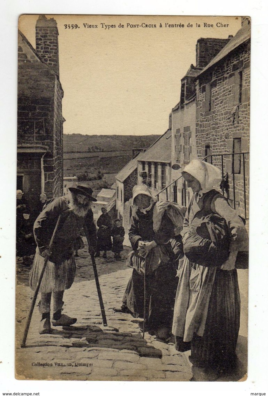 Cpa N° 3559 Vieux Types De PONT CROIX à L' Entrée De La Rue Cher - Pont-Croix