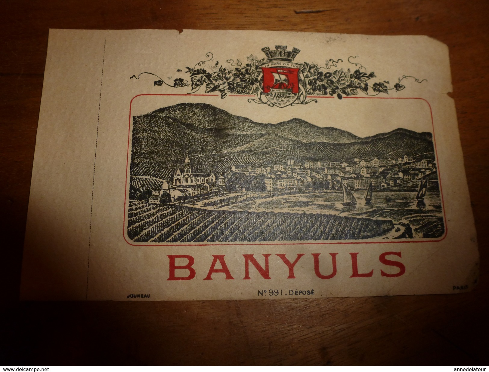 1920 ? Spécimen étiquette De Vin De BANYULS N° 991  ,déposé, Imp. G.Jouneau  3 Rue Papin à Paris - Segelboote & -schiffe