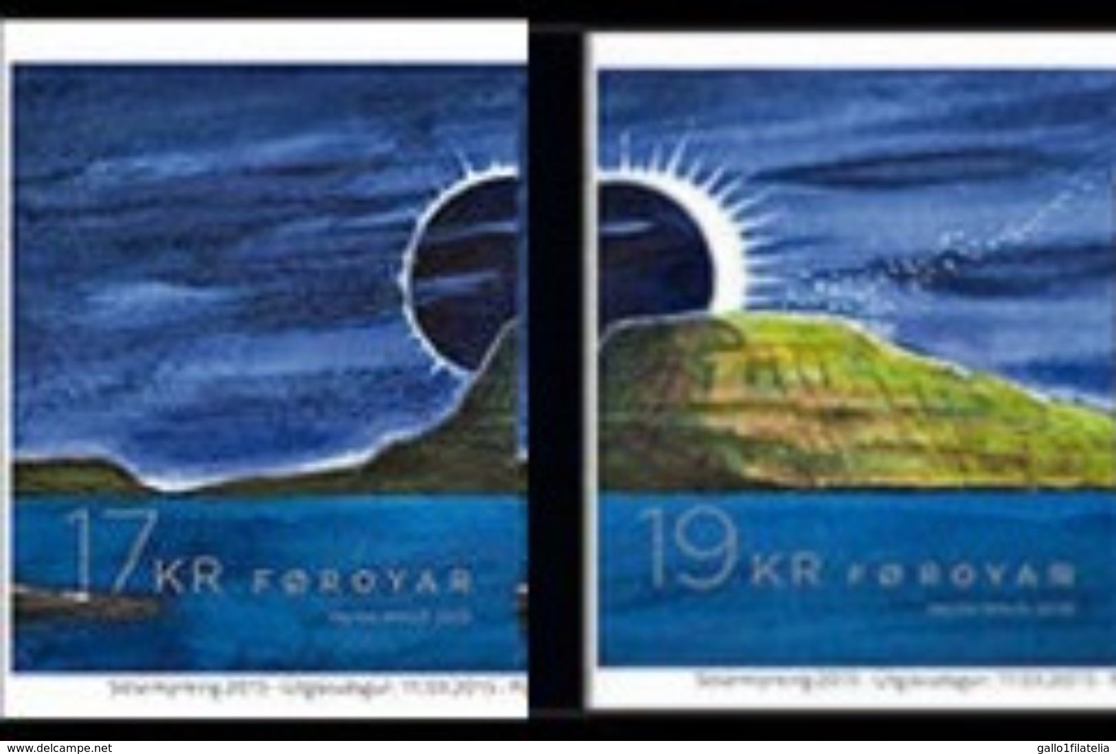 2015 - Fær Øer - FAROER - ECLISSE SOLARE TOTALE / TOTAL SOLAR ECLIPSE - SET ADESIVO DA LIBRETTO / FROM BOOKLET. MNH. - Isole Faroer