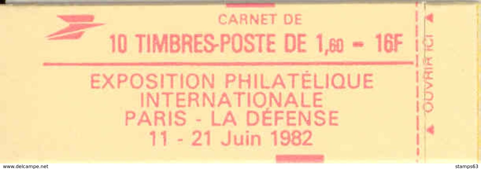 FRANCE - BOOKLET / CARNET, Yvert 2187-c3, 1981, 10 X 1.60 Liberté De Delacroix Ews - Autres & Non Classés