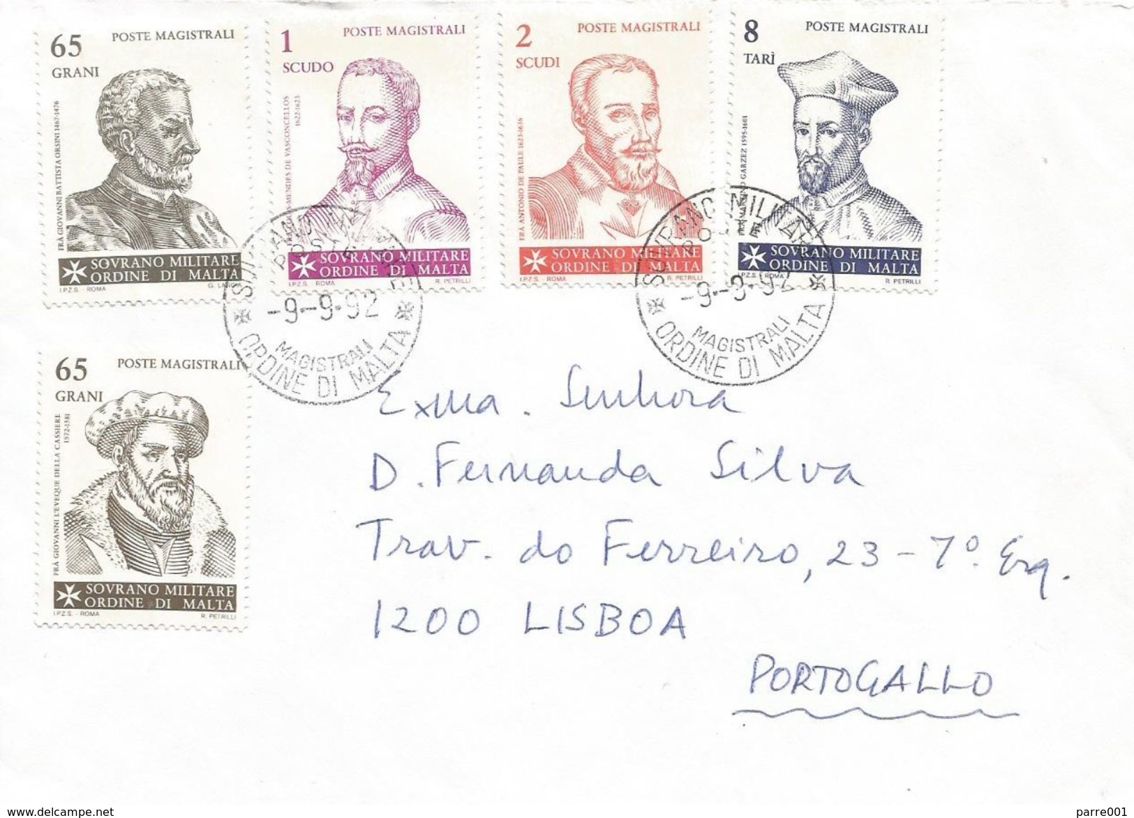 SMOM 1992 Grandmasters Embassy Cover To Portugal - Malta (Orde Van)