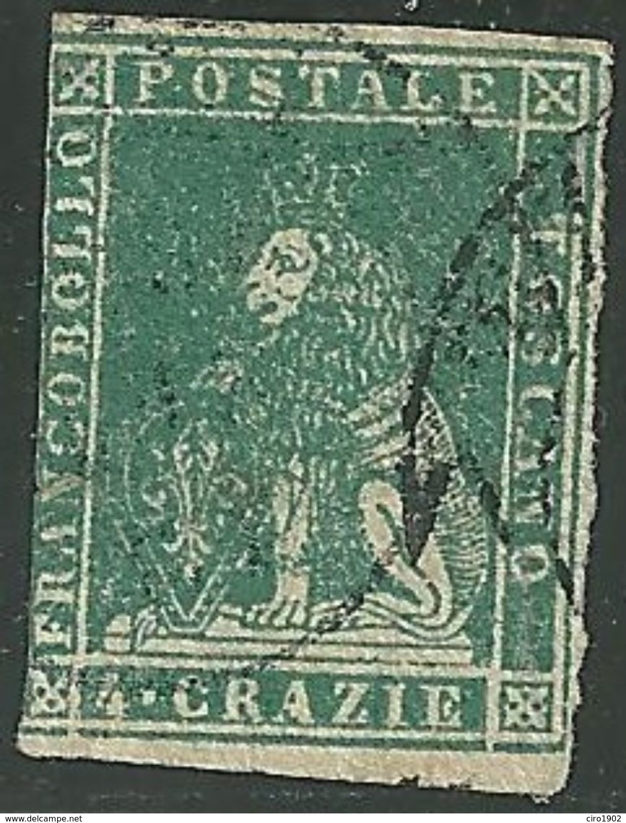 1857 - TOSCANA - 4 CRAZIE - 14a - USATO - SIGNED -  EURO 300,00 - Toscane