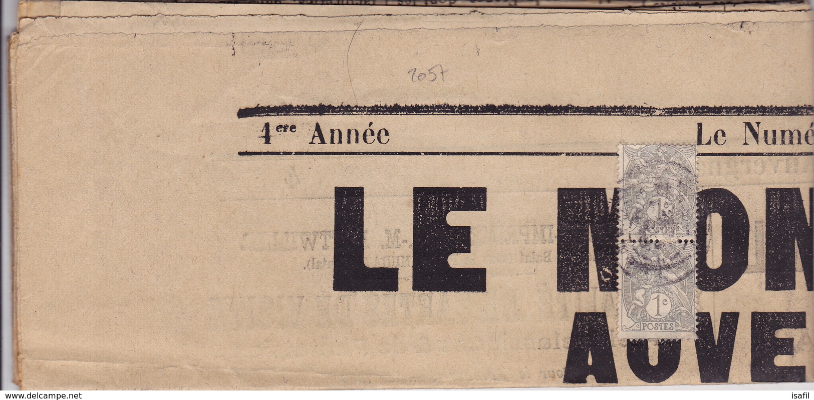 2057# BLANC SUR JOURNAL ENTIER LE MONTAGNARD AUVERGNAT 1905 MURAT CANTAL - 1877-1920: Période Semi Moderne