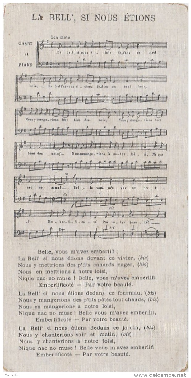 Chromos - Chanson Musique La Belle Si Nous étions - Chicorée Bériot Lille 59 - La Belle Jardinière - Maurice Leloir - Other & Unclassified