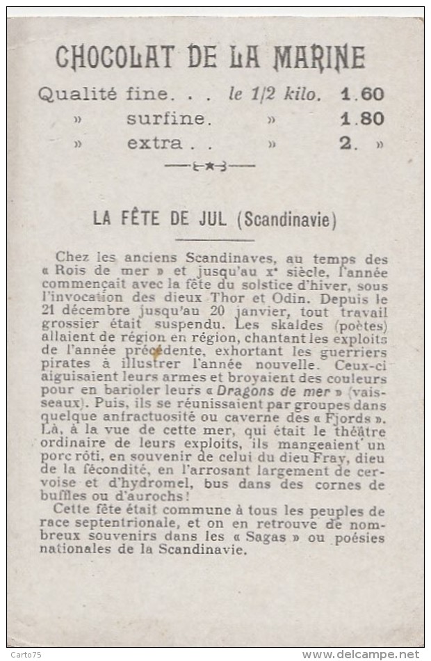 Chromos - Chocolat De La Marine - Fête Du Jul - Jour De L'An - Viking - Scandinaves - Other & Unclassified