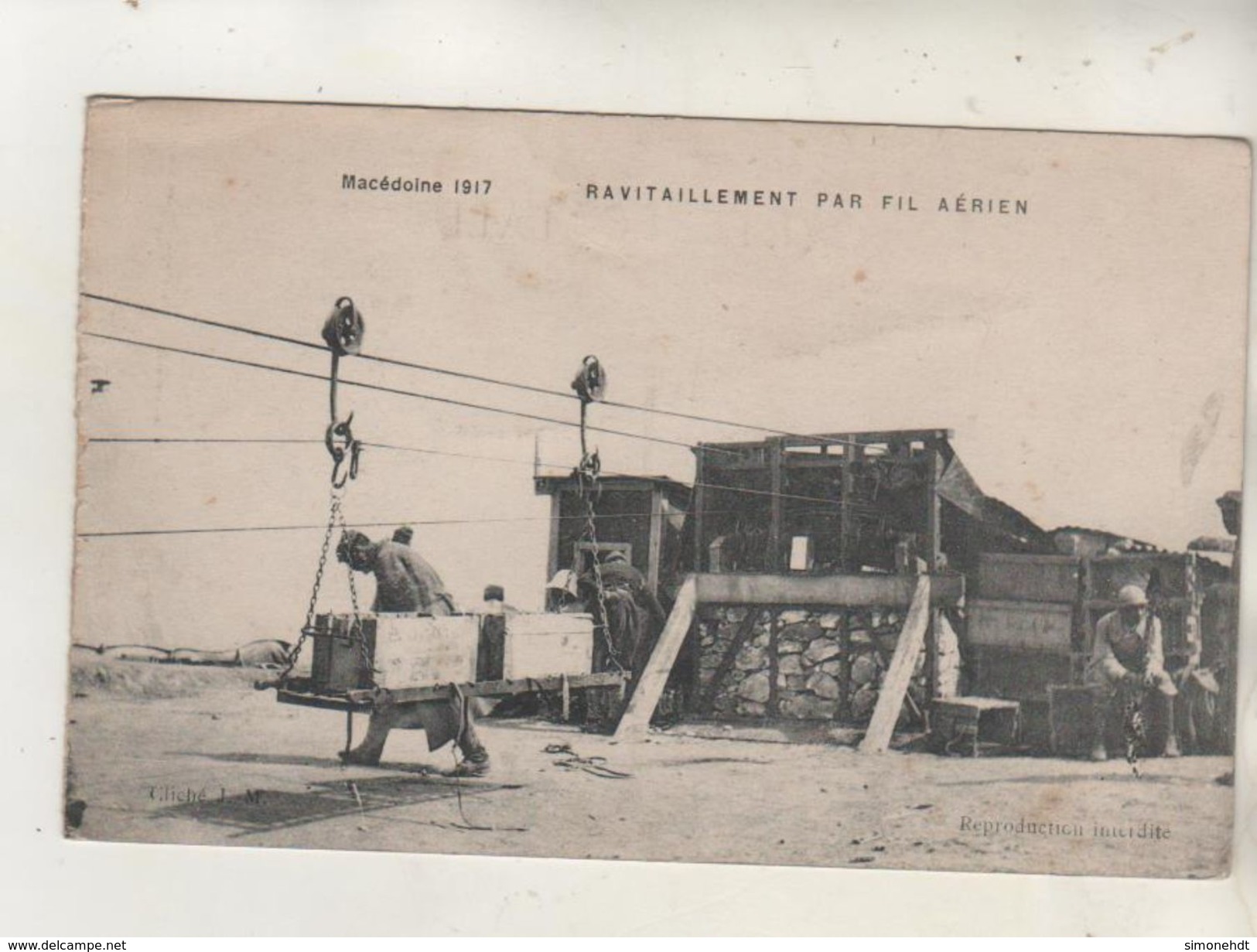 MACEDOINE 1917 - Ravitaillement Par Fil Aérien - Guerre 1914-18