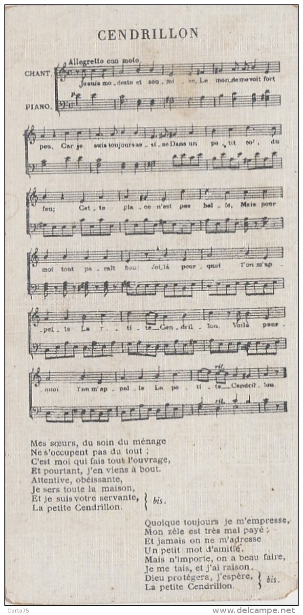 Chromos - Chanson Musique Cendrillon - Chicorée Bériot Lille 59 - La Belle Jardinière - Maurice Leloir - Other & Unclassified