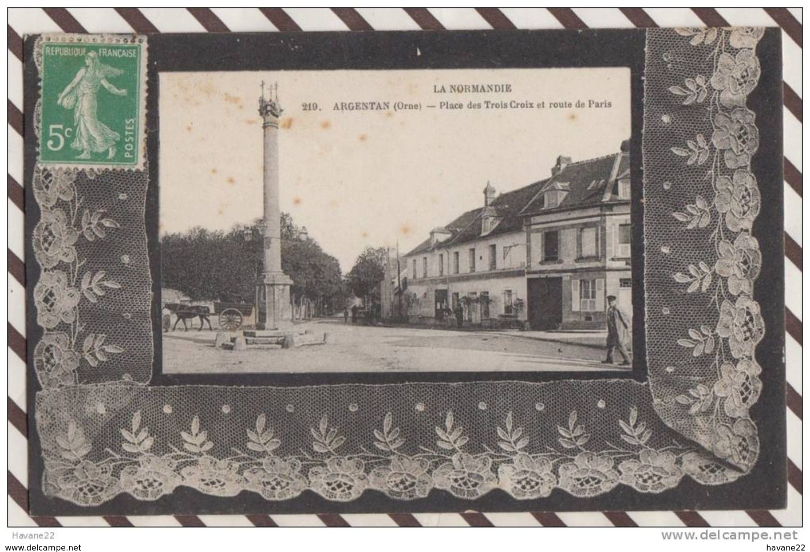 3AB254 ARGENTAN PLACE DES TROIS CROIX ET ROUTE DE PARIS  2 SCANS - Argentan