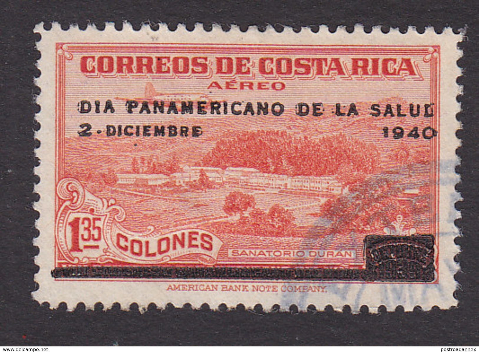 Costa Rica, Scott #C52, Used, Duran Sanatorium, Issued 1940 - Costa Rica