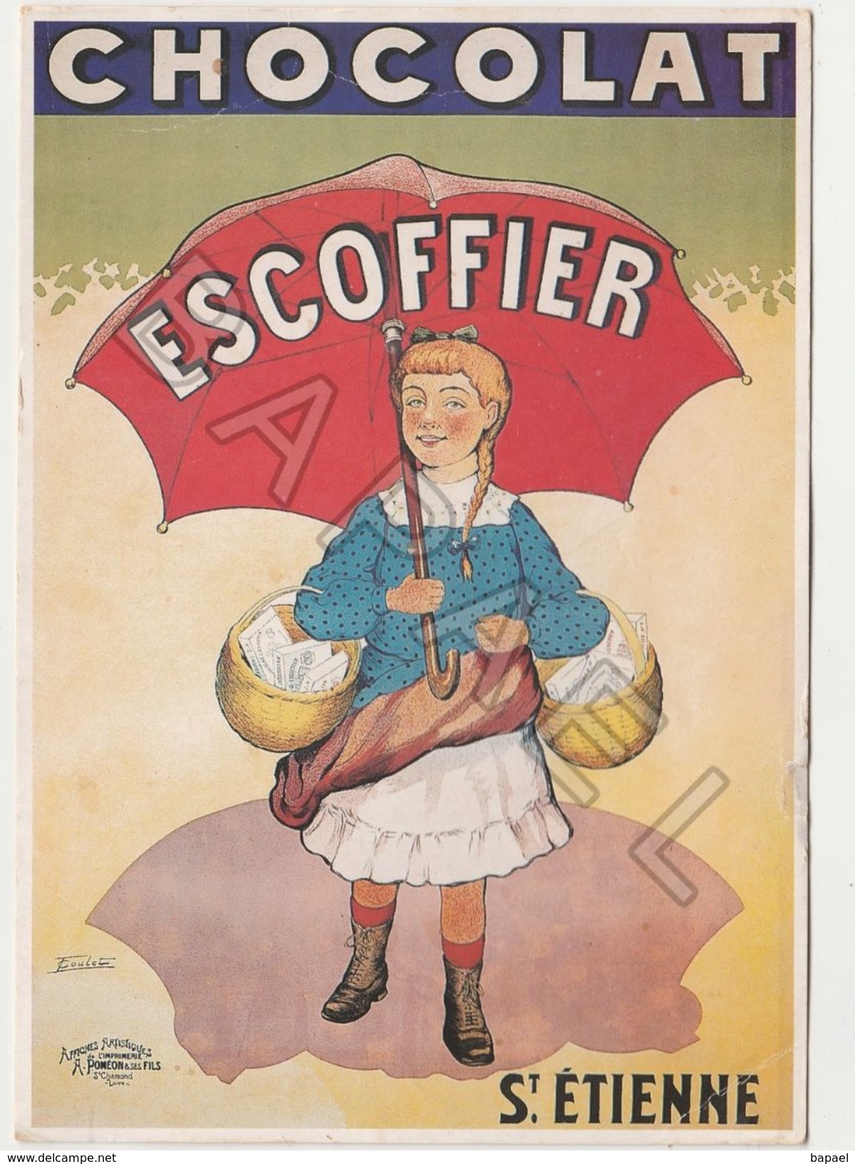 Publicité Sur Carte Postale - Chocolat ''Escoffier'' (St-Étienne) (Coulet Vers 1900) - Publicité