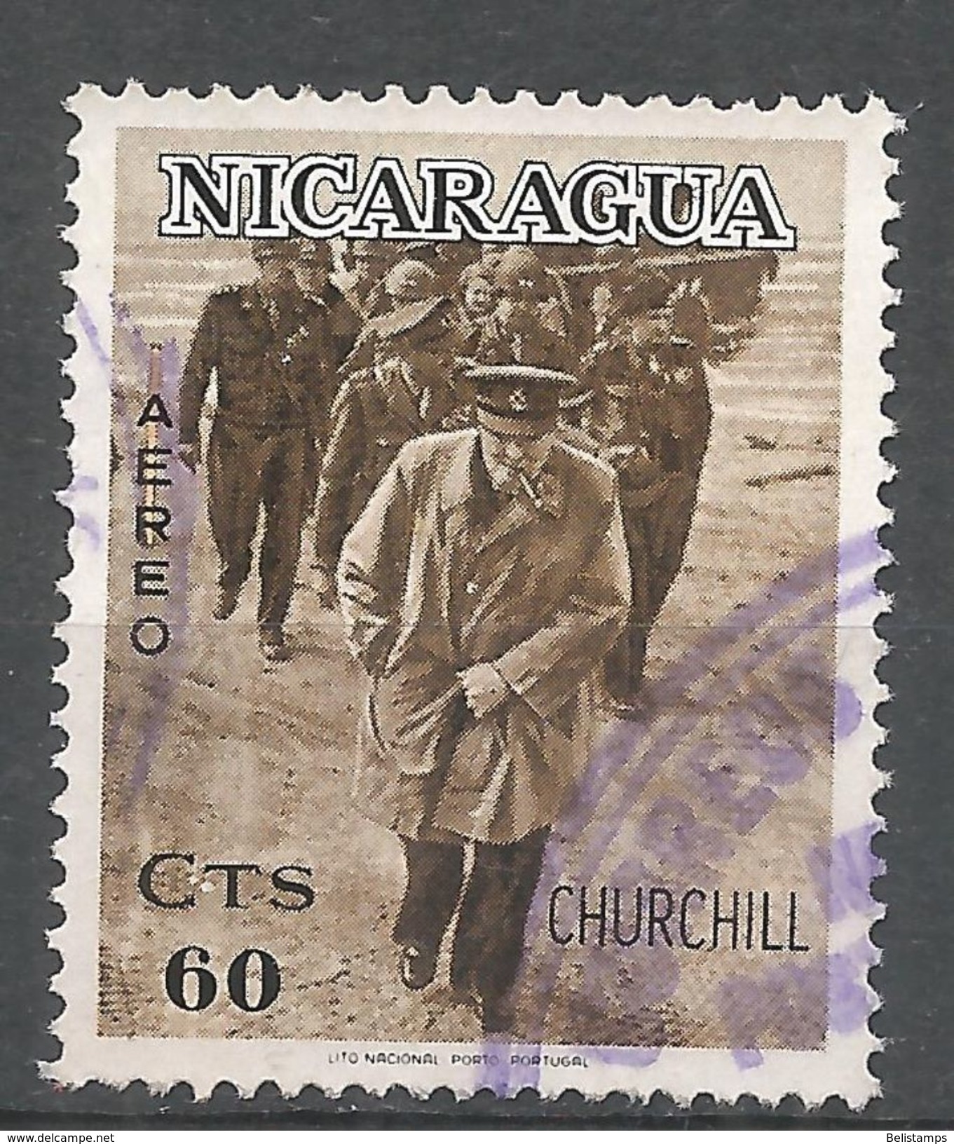 Nicaragua 1966. Scott #C586 (U) Winston Churchill, Military Inspection - Nicaragua