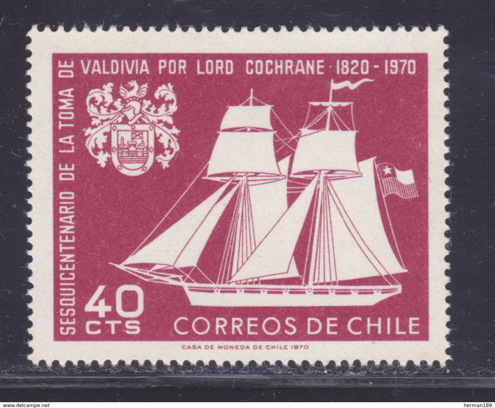 CHILI N°  343 ** MNH Neuf Sans Charnière, TB (D4166) Prise De Valdivia Par Lord Thomas Cochrane - Chili